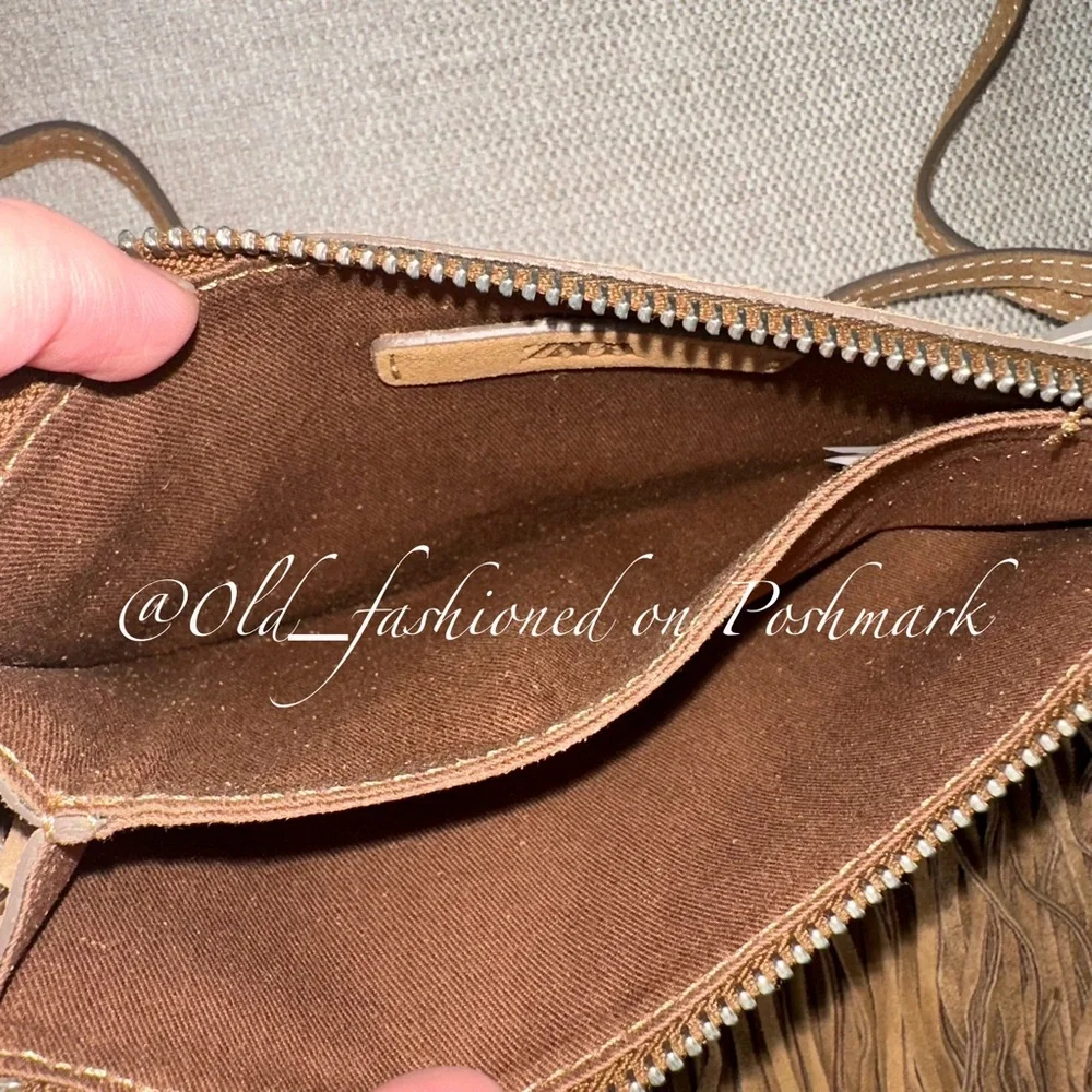 ZARA Leather Fringed Crossbody Bag - Brown